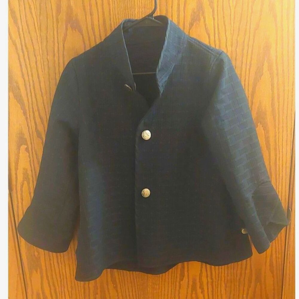I-Reversibles Textured Woven Split Bell Sleeve Jacket Black Size XS NWT